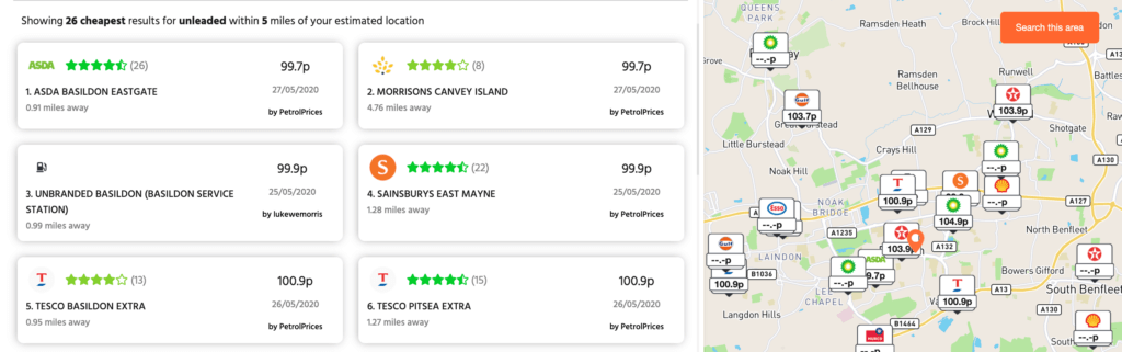 Cheapest Fuel Near Me map Cheap Petrol Britain's Coupon Kid Jordon Cox