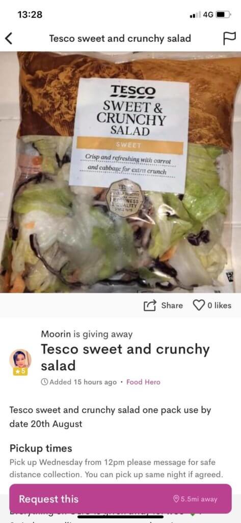 Olio App Stop Food Waste request