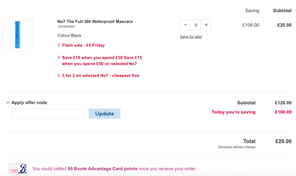 No7 Checkout mascara deal stack