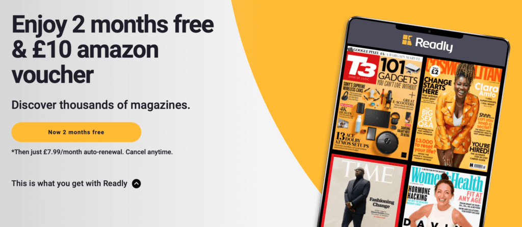 Readly - 3 month free plus £2 profit