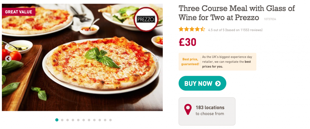 Buyagift Voucher Code 15% off Prezzo