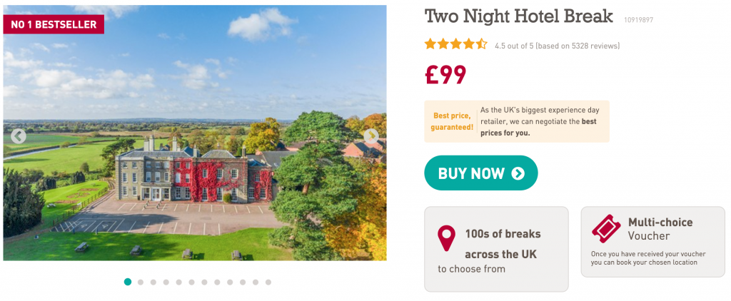 Buyagift Voucher code 15% off Two Night stay