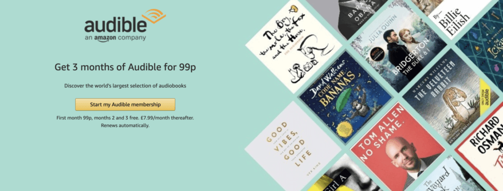 Amazon Audible 99p 3 months