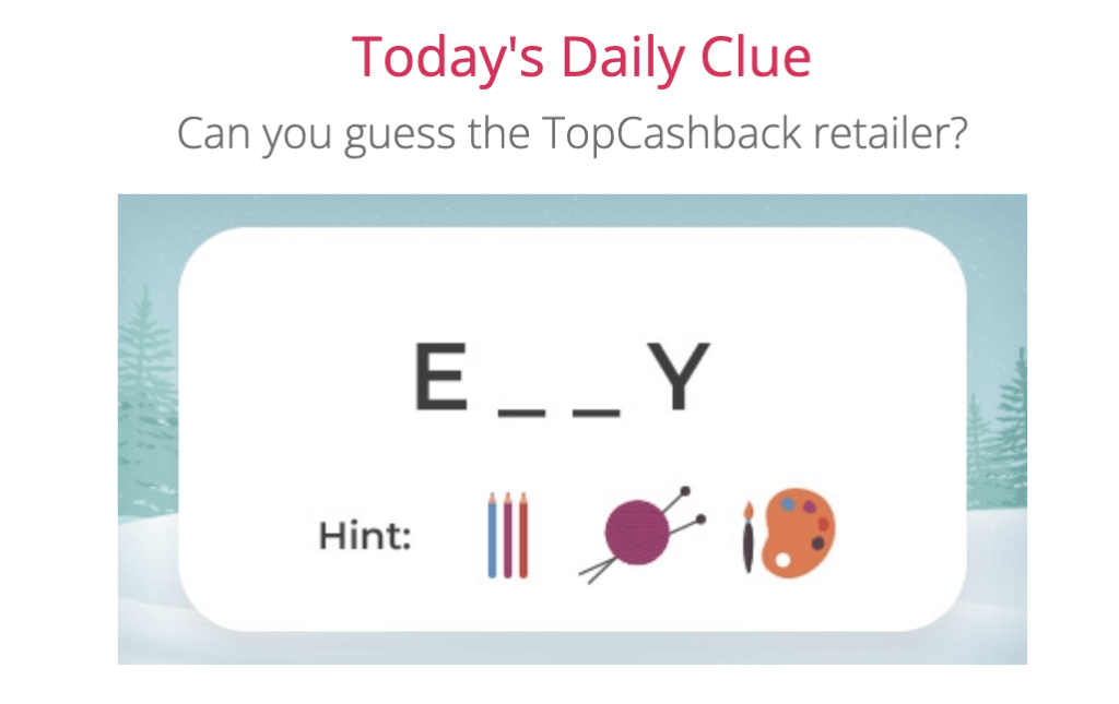 TopCashback Clue Answer 2021 Xmas